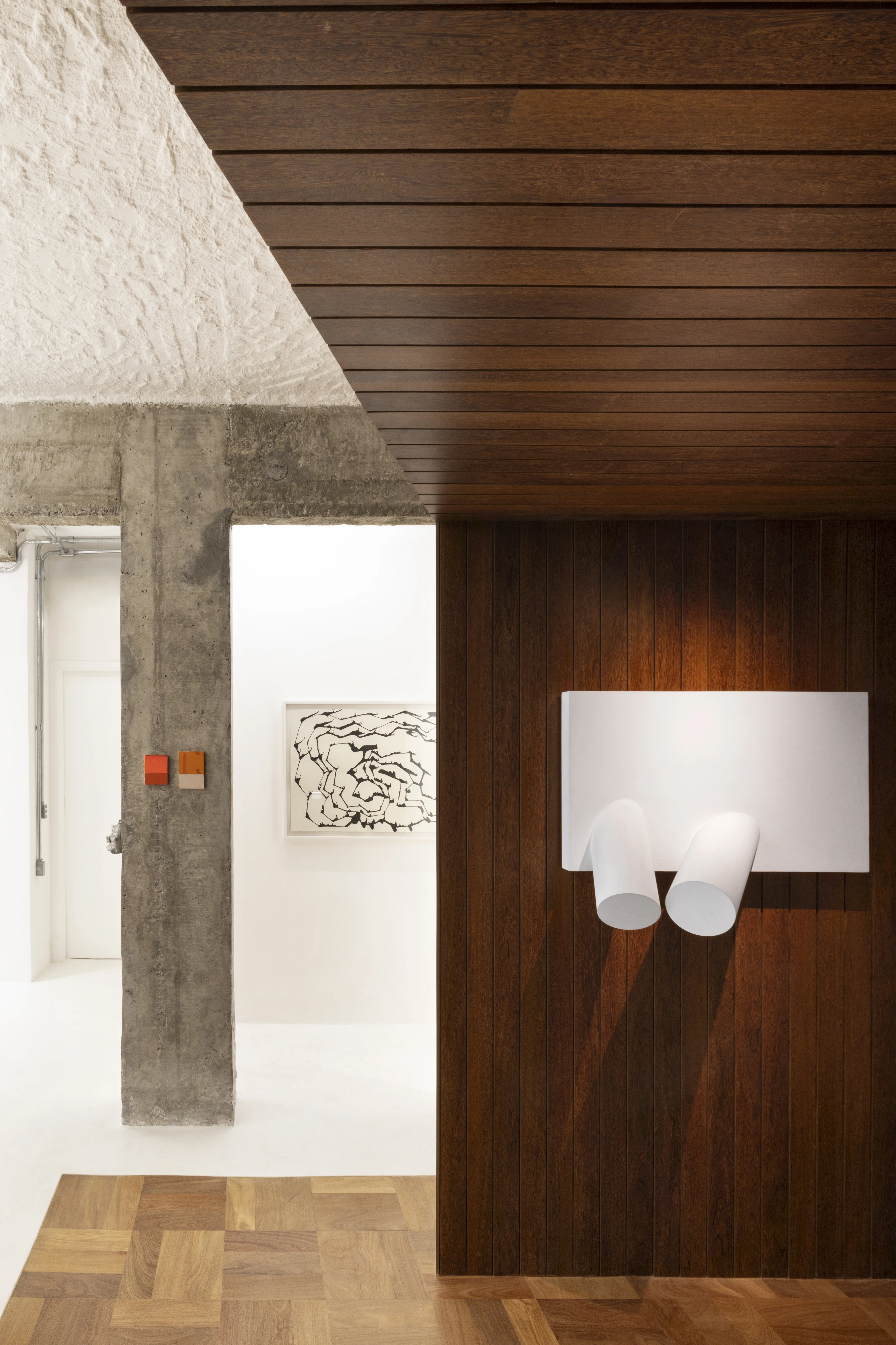 Elegant interior with wooden furniture and artwork